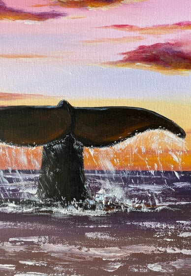 Acrylic Painting Class: Whale Wave Tail