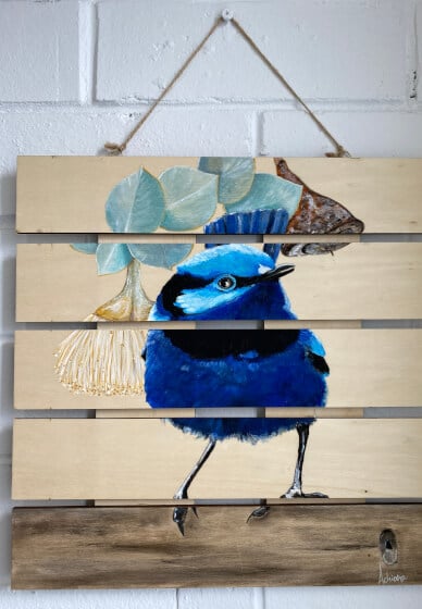 Acrylic Painting in Wood Class: Blue Wren