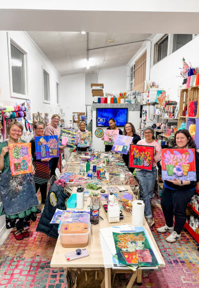 Acrylic Painting Workshop: Abstract Funky Flowers