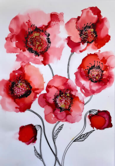 Alcohol Ink Painting Workshop: Poppies