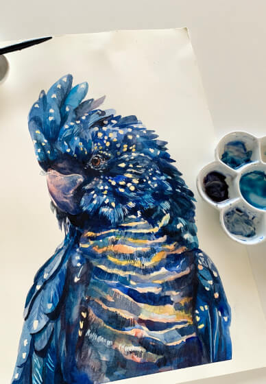 Australian Black Cockatoo Watercolour Painting Class