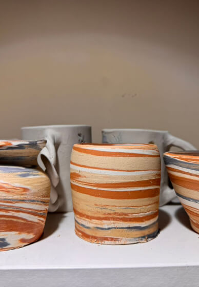 Beginner's Wheel Throwing Class: Rainbow Marbling