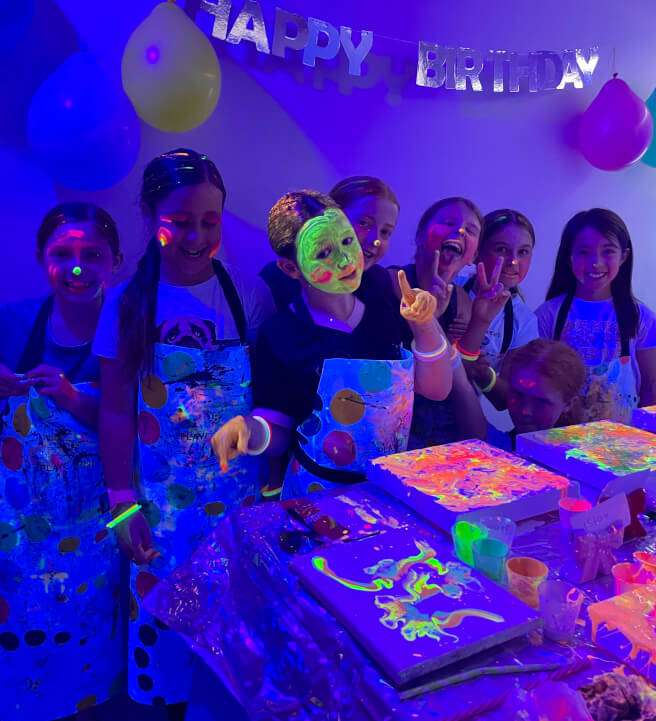 Birthday Art Party Fluid Art: Glow in the Dark for Kids