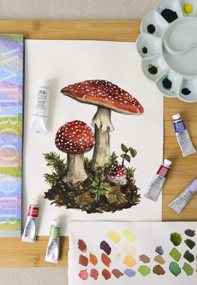 Botanical Mushroom Workshop in Watercolour and Gouache