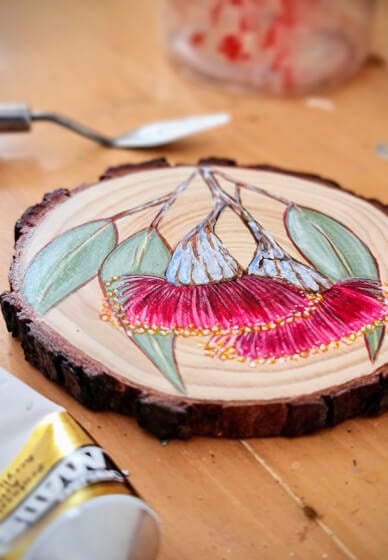 Botanical Wood Slice Coaster Workshop: Silver Princess