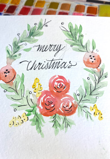 Christmas Card Making Class with Ink and Watercolours