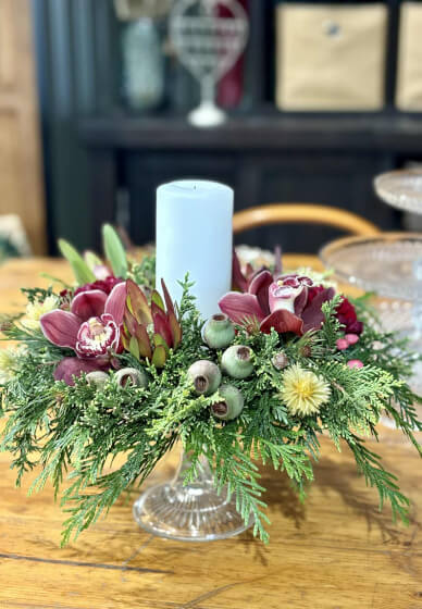 Christmas Flower Wreath Table Centrepiece Workshop
