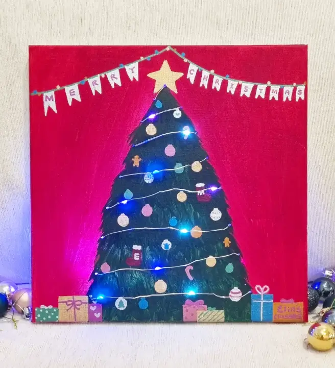 Christmas Glow Tree Painting Class for Kids