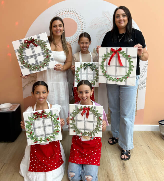 Christmas Wreath Texture Art Class