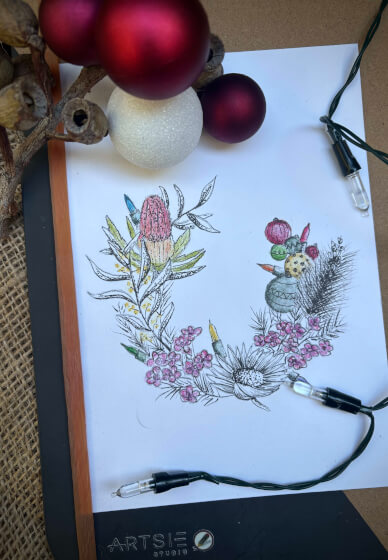 Christmas Wreath Drawing Workshop