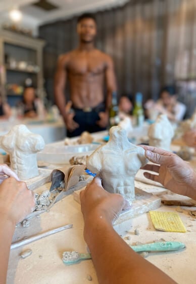 Clay Sculpture Class with a Model