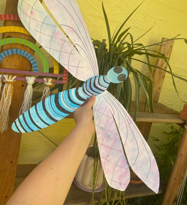 Collage Art Class for Kids: Giant Dragonflies