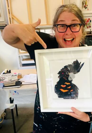 Collage Workshop: Red Tailed Black Cockatoo