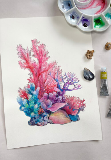 Coral Watercolour Painting Class