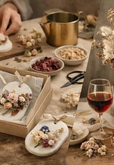 Creative Duo Workshop: Wax Sachet and Wine Bottle Floral Design