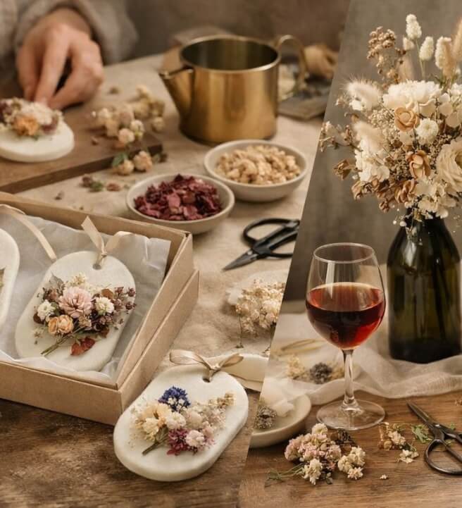 Creative Duo Workshop: Wax Sachet and Wine Bottle Floral Design