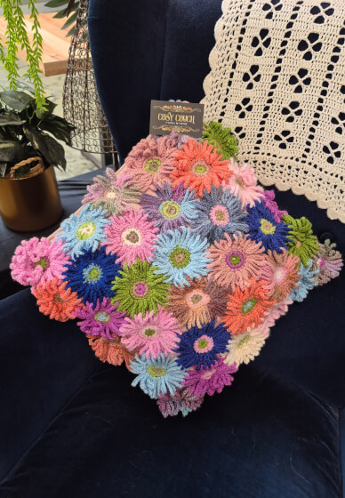 Crocheted Gerbera Flower Cushion Cover Workshop