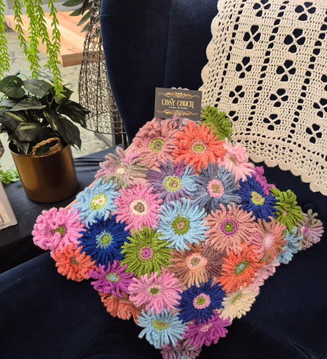 Crocheted Gerbera Flower Cushion Cover Workshop