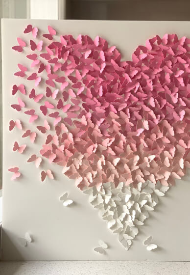 DIY 3D Ombre Paper Butterflies Heart