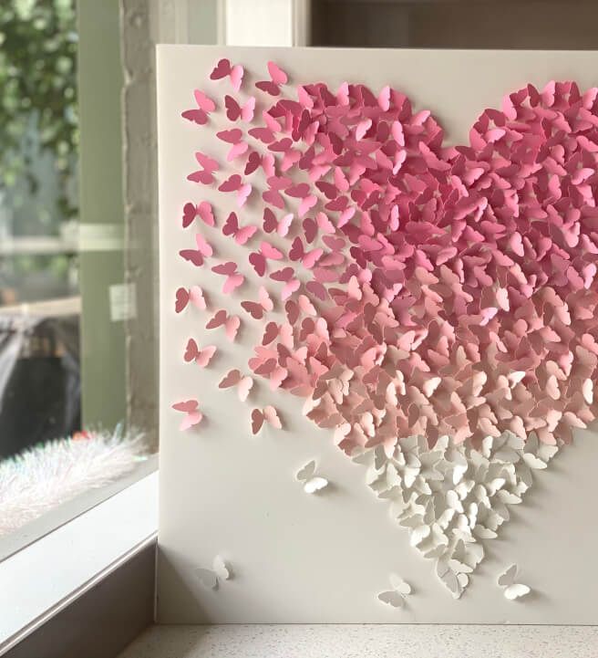 DIY 3D Ombre Paper Butterflies Heart