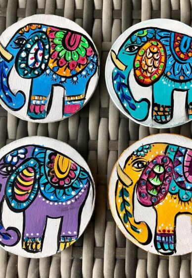 DIY Boho Elephant Coasters