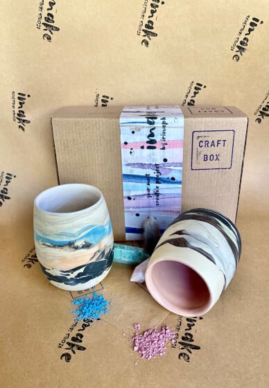 DIY Marbled Mug Craft Kit with Crystals