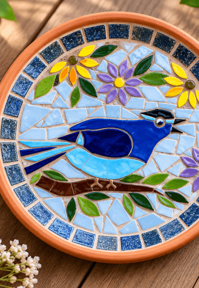 DIY Mosaic Bird Bath Kit – Fairy Wren