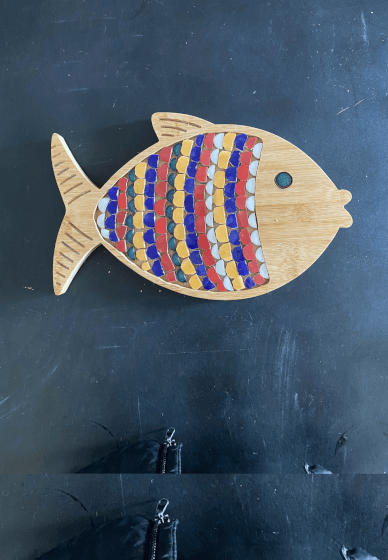 DIY Mosaic Kit Fish. Bamboo Cutting Board