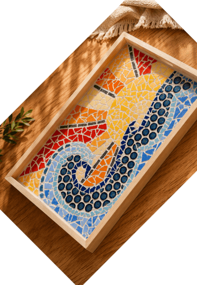 DIY Mosaic Tray: Waves and Sun