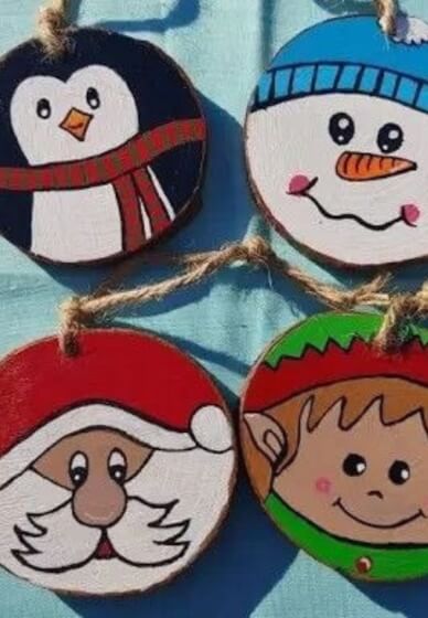 DIY Painted Christmas Hanging Decorations