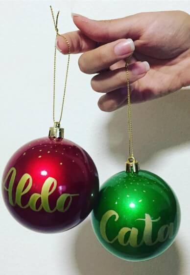 DIY Personalised Christmas Baubles with Lettering