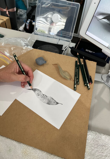 Drawing Leaves in Graphite Class