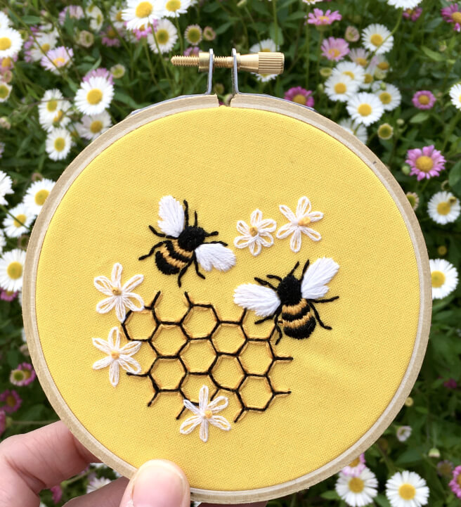 Embroidery for Beginners: Bees in Honeycomb Workshop