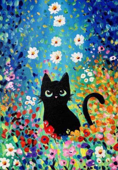 Family Paint and Snack Class: Kitty in the Garden