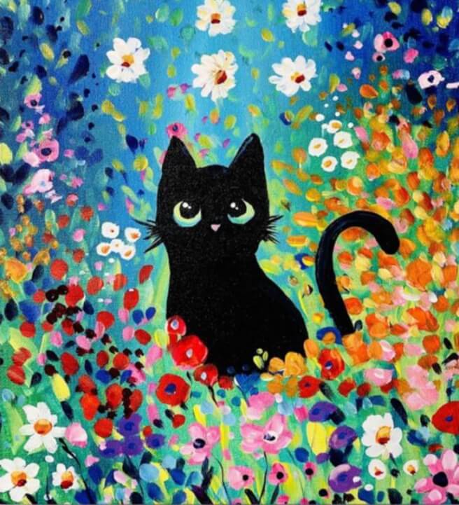 Family Paint and Snack Class: Kitty in the Garden