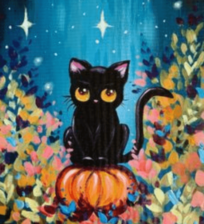 Family Paint and Snack Class: Pumpkin Patch Kitty