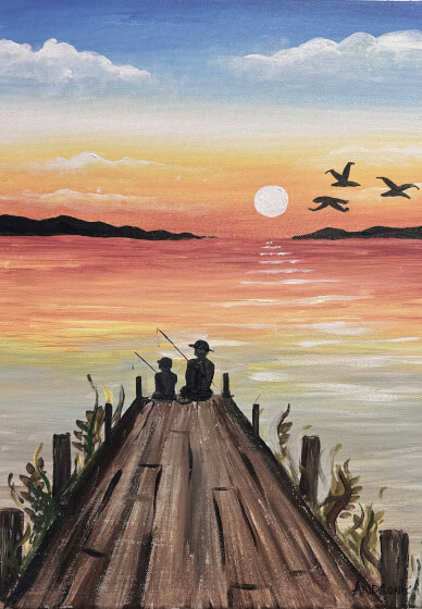 Fishing with Dad Paint and Sip Class