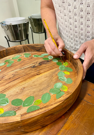 Floral Painted Tray with Resin Seal Class