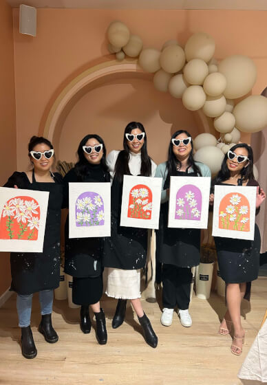 Floral Textured Paint and Sip Class