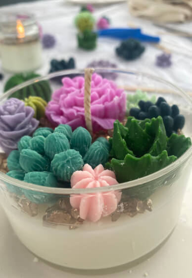 Flower or Succulent Candle Making Class