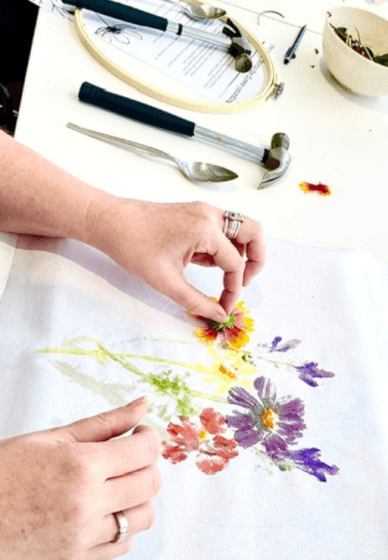 Flower Pounding and Embroidery Class