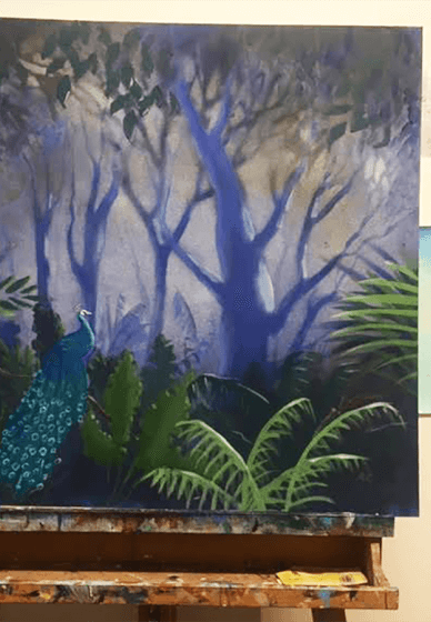 Full Day Painting Workshop: Exotic Bird in a Lush Forest