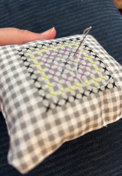 Gingham Stitch Pin Cushion Workshop