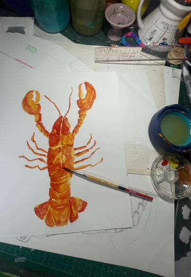 Gouache Lobster Painting Workshop