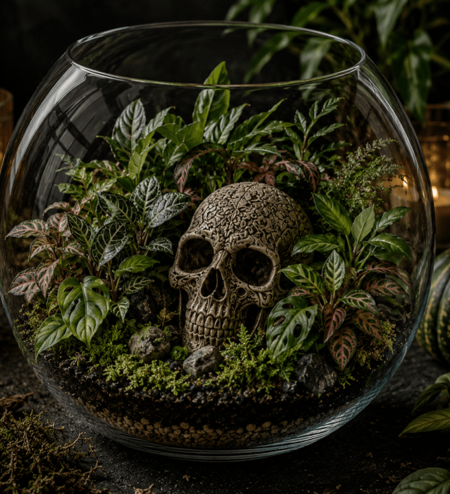 Halloween Botanical Skull Terrarium Workshop