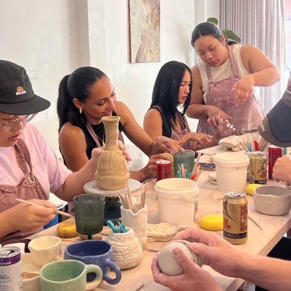 Hand Building Pottery Class Klaypots and Vino Sydney ClassBento