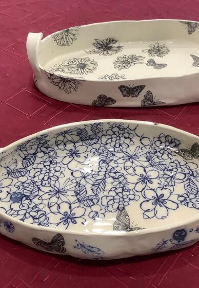 Handbuilding Class: Clay Oval Tray with Japanese Rice Paper