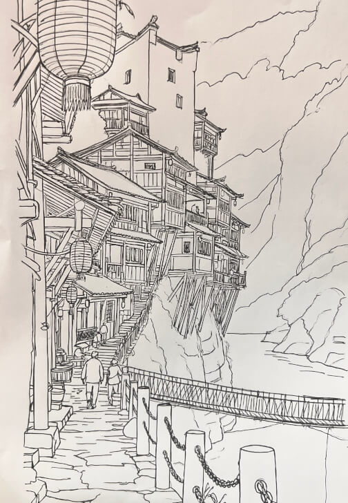 Ink Landscape Art Drawing Class
