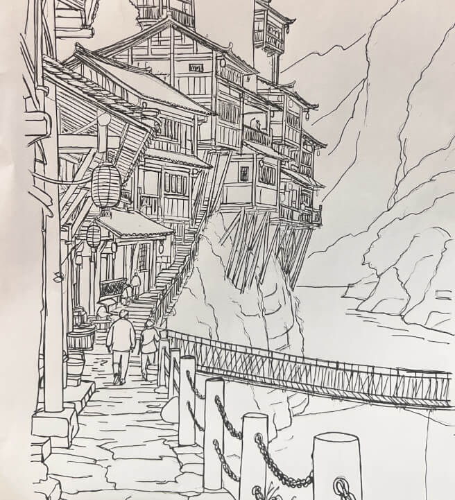Ink Landscape Art Drawing Class