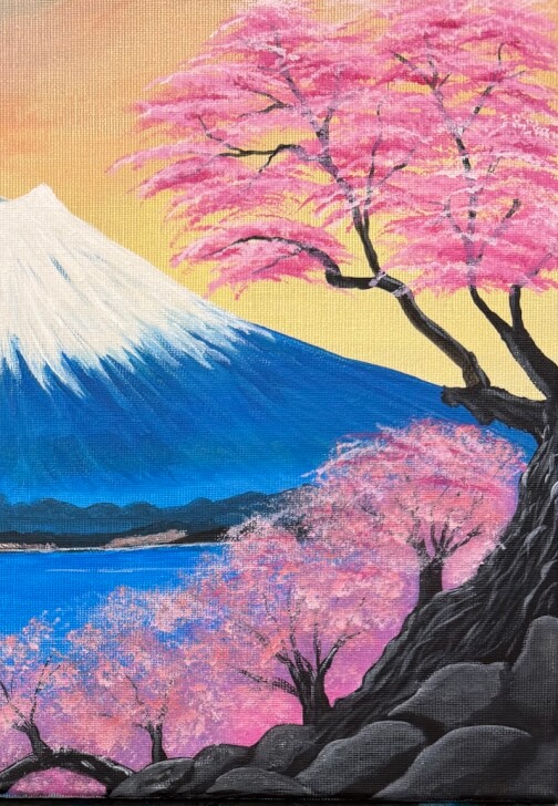 Japanese Paint, Sip and Supper Workshop: Fuji in Bloom
